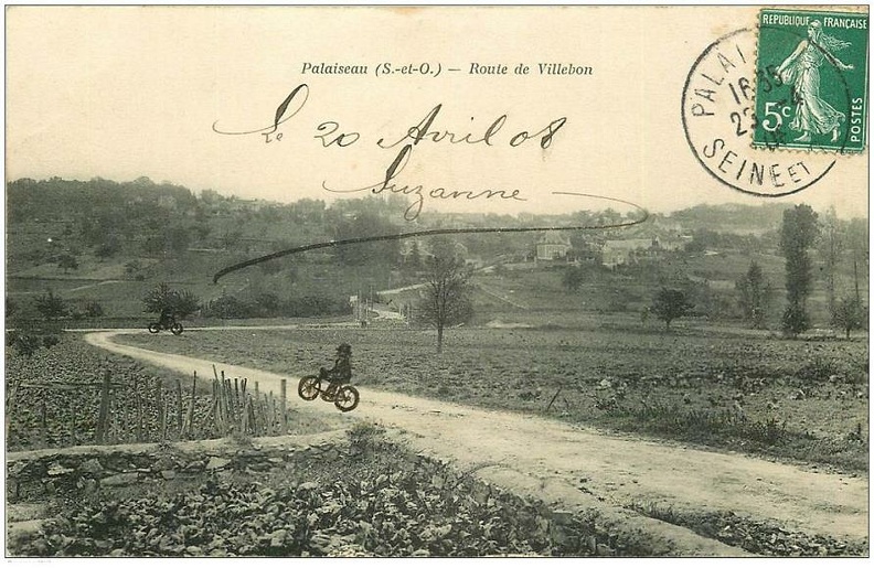 palaiseau 666 007b route-de-villebon-1908-dessin-dun-cycliste