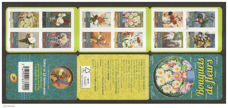 2015 Carnet Adhesif BC1120 Bouquets de Fleurs