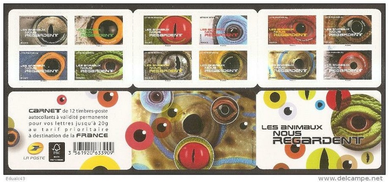 2015 Carnet Adhesif BC1152 Les animaux nous regardent