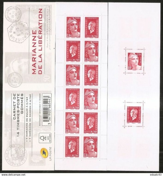 2015 Carnet Gomme BC1522 Marianne de la LIBERATION