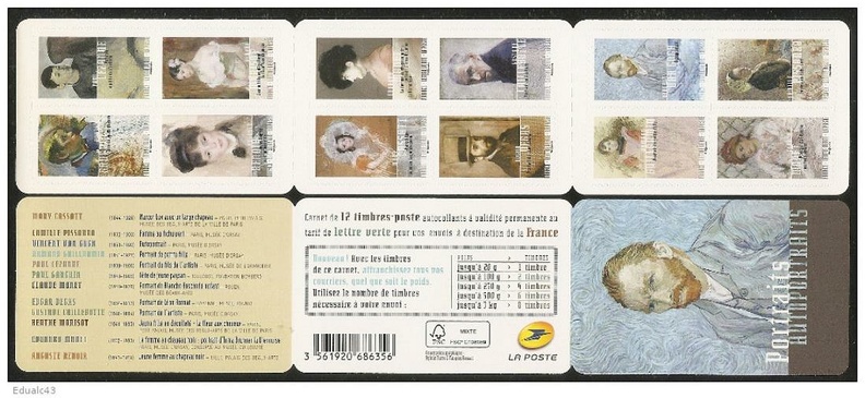 2016 Carnet Adhesif BC1258 AUTOPORTRAITS