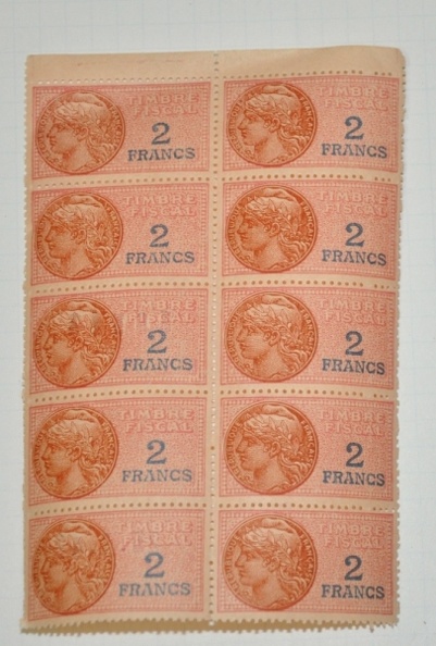 lot timbres fiscal 2francs