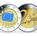 2 euro drapeau europe bleu 2015