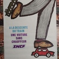 affiche train plus auto louee 1960