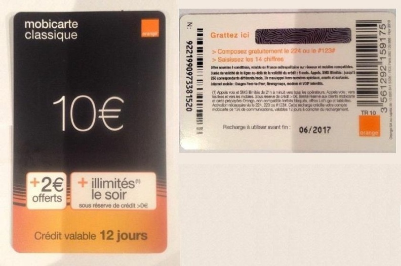 mobicarte 10 euros orange
