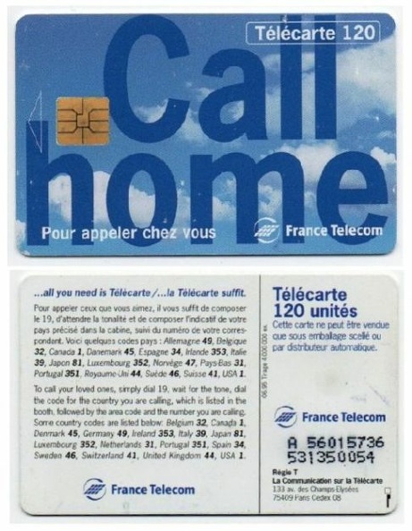 telecarte 120 call home A 56015736531350054