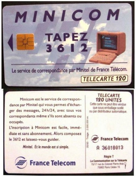 telecarte 120 minicom 3612 A 36018013