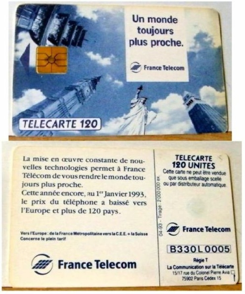telecarte 120 un monde toujours plus proche B330L0005