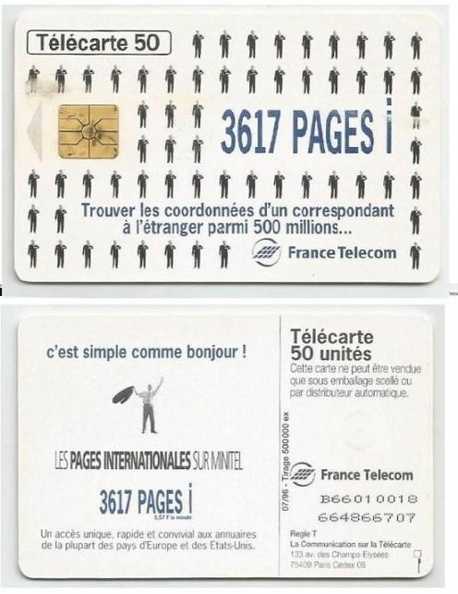 telecarte 50 3617 pages internationales B66010018664866707