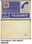 telecarte 50 PY30 480 OFFSET PUCE GEM N 1301