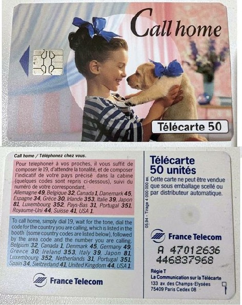 telecarte 50 call home A 47012636443837968