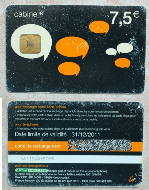 telecarte 7 5 euro H83280035765