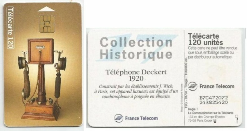 telecarte 120 telephone deckert 1920 B7C472072243825420