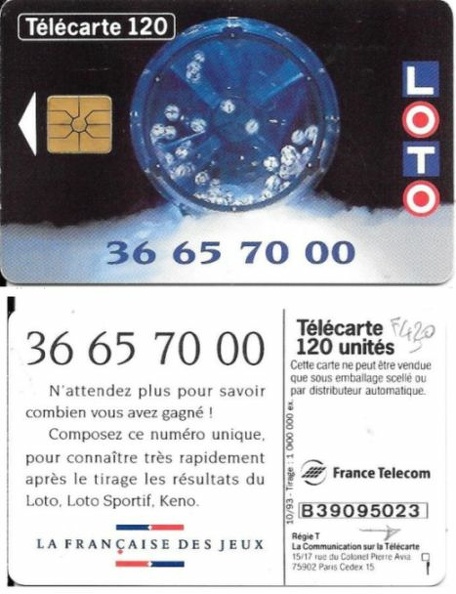 telecarte 120 loto B39095023