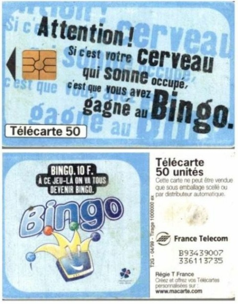 telecarte 50 bingo B93439007336113735