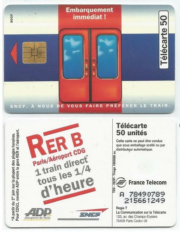 telecarte sncf 50u 1000000 09 97