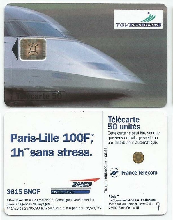 telecarte sncf 50u 955000ex 05 93