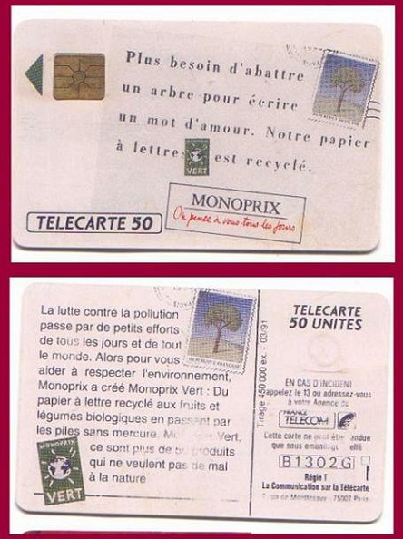 monoprix telecarte 50 B1302G