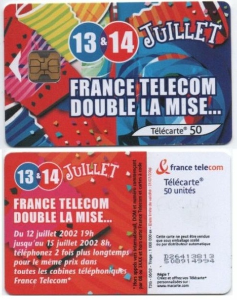 telecarte 50 13 14 juillet 2002 D26413813508914994