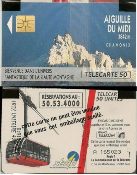telecarte 50 aiguille du midi A 165023