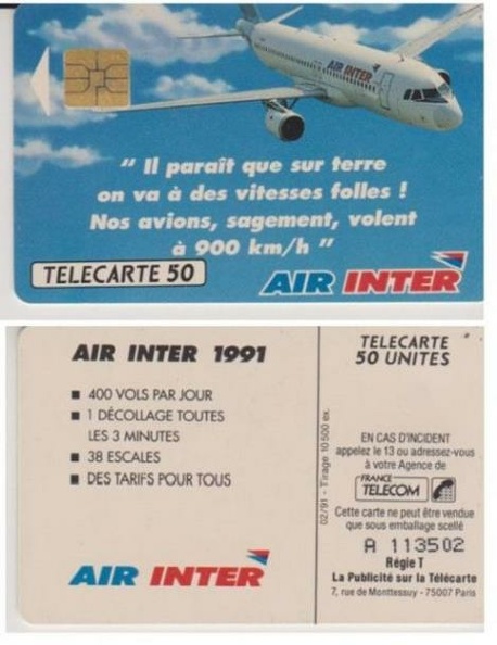 telecarte 50 air inter A 113502