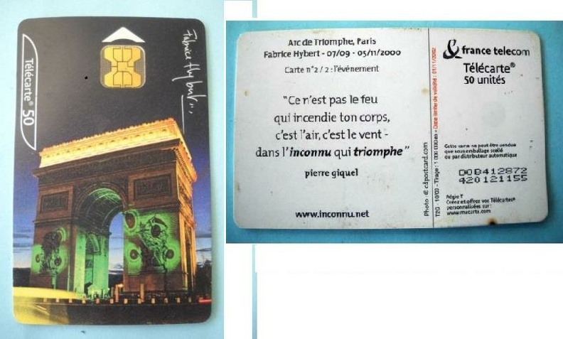 telecarte 50 arc de triomphe D0B412872420121155