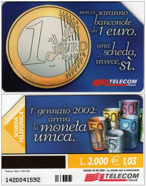 telecarte telecom italia euro 288 001