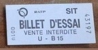 billet essai 001U 43197