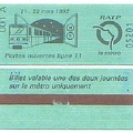 ticket jpo ligne 11 mars 1992 05201