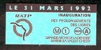ticket prolongement M1 31 03 1992