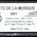 ticket fete de la musique 2001