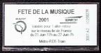 ticket fete de la musique 2001