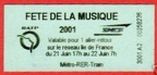 ticket fete musique 2001 ratp 2