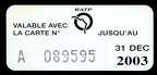 coupon carte A 089595 2003