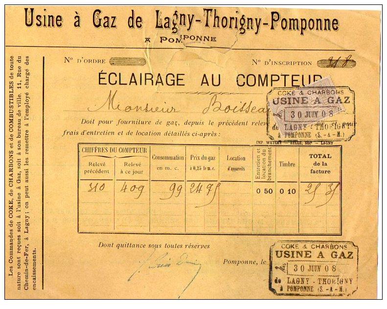 lagny facture gaz 06 1908
