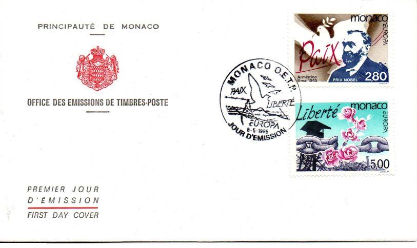 fdc 08-05-1995 monaco paix liberte