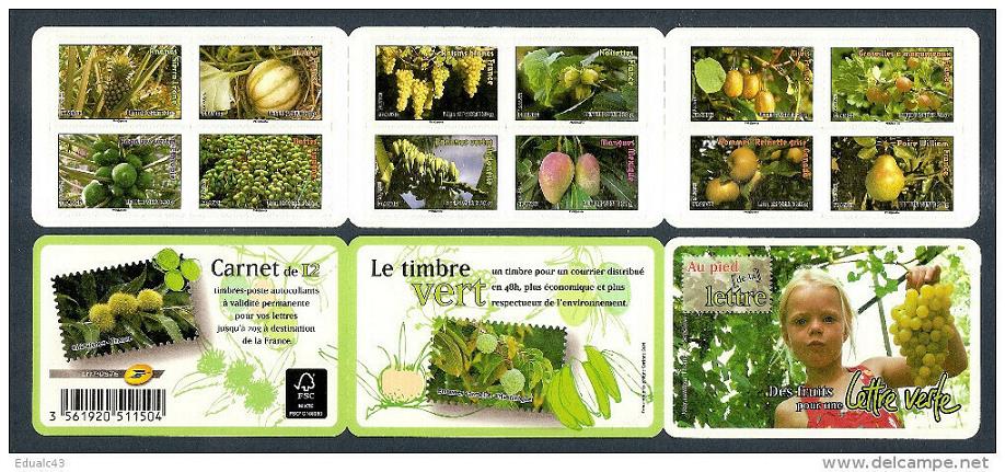 2012 Carnet Adhesif FLORE FRUITS de France et du monde BC 686