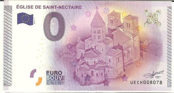 zero euro puy de dome eglise saint nectaire UECH008078