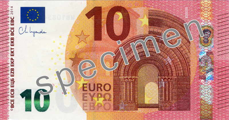 ECB 10 Euro Specimen Front with Lagarde signature