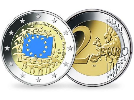 2 euro drapeau europe bleu 2015