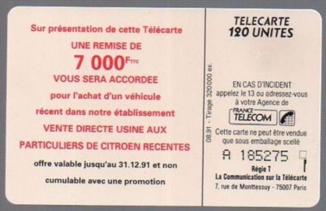 telecarte 120 A 185275 2