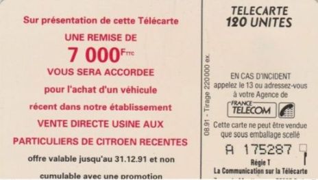 telecarte 120 citroen A 175287 2