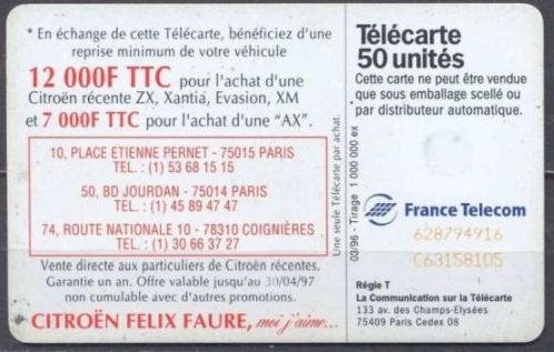 telecarte 50 citroen 628794916C63158105 2