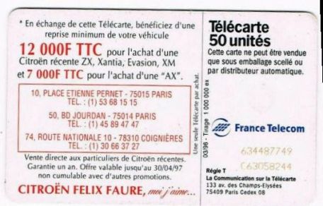 telecarte 50 citroen 634487749C63058244 2