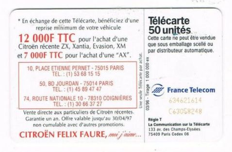 telecarte 50 citroen 634621614C63058248 2
