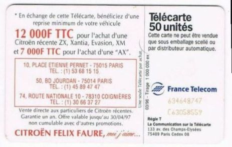 telecarte 50 citroen 634648747C63058559 2