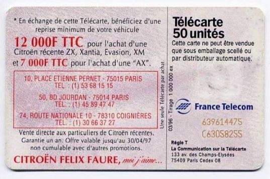 telecarte 50 citroen 639614475C63058255 2