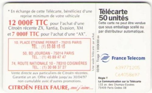 telecarte 50 citroen 639771205C64058697 2