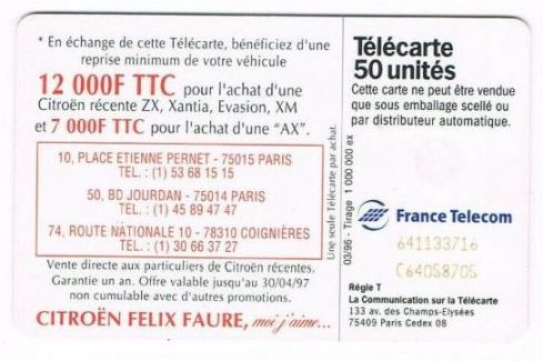 telecarte 50 citroen 641133716C64058705 2