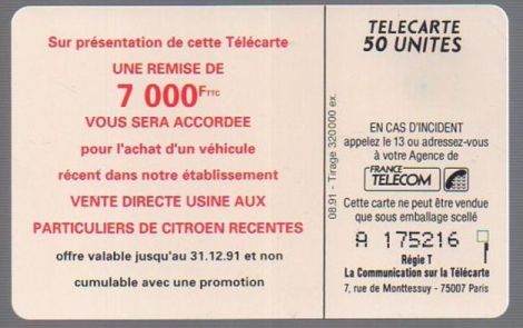 telecarte 50 citroen A 175216 2